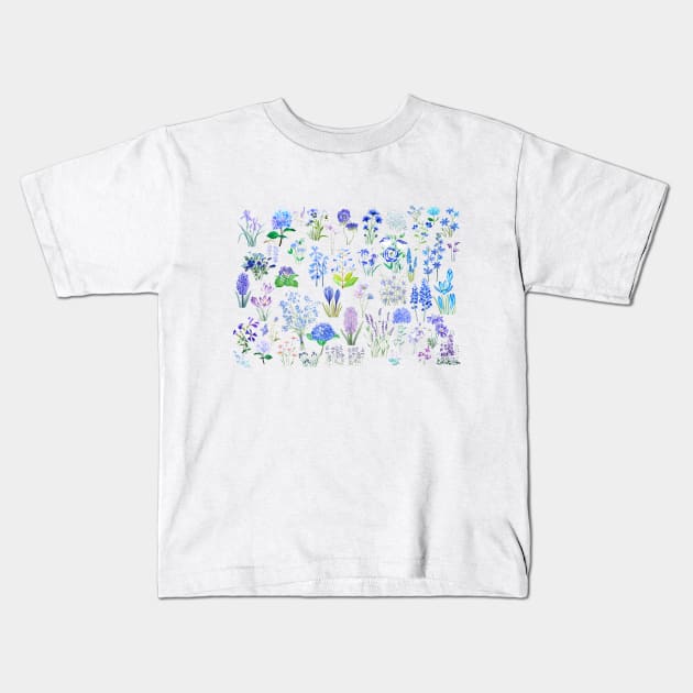 blue and purple flowers collection 2020 Kids T-Shirt by colorandcolor